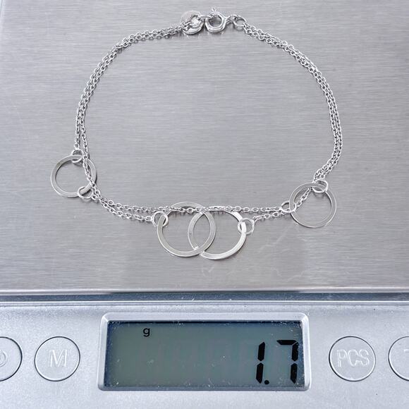 Interlocking Circles Bracelet | Vintage Sterling Silver 925 | 7" - Picture 5 of 5